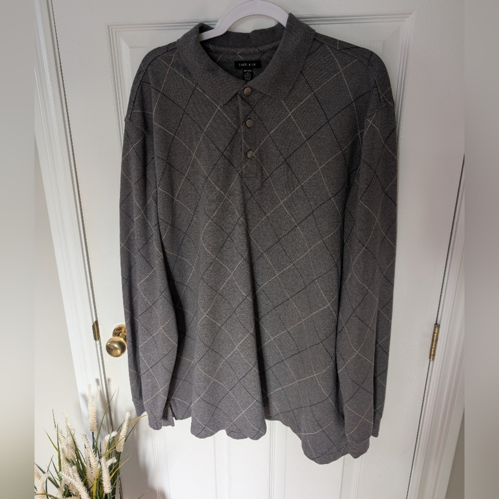Van Heusen Gray Checkered Polo Shirt